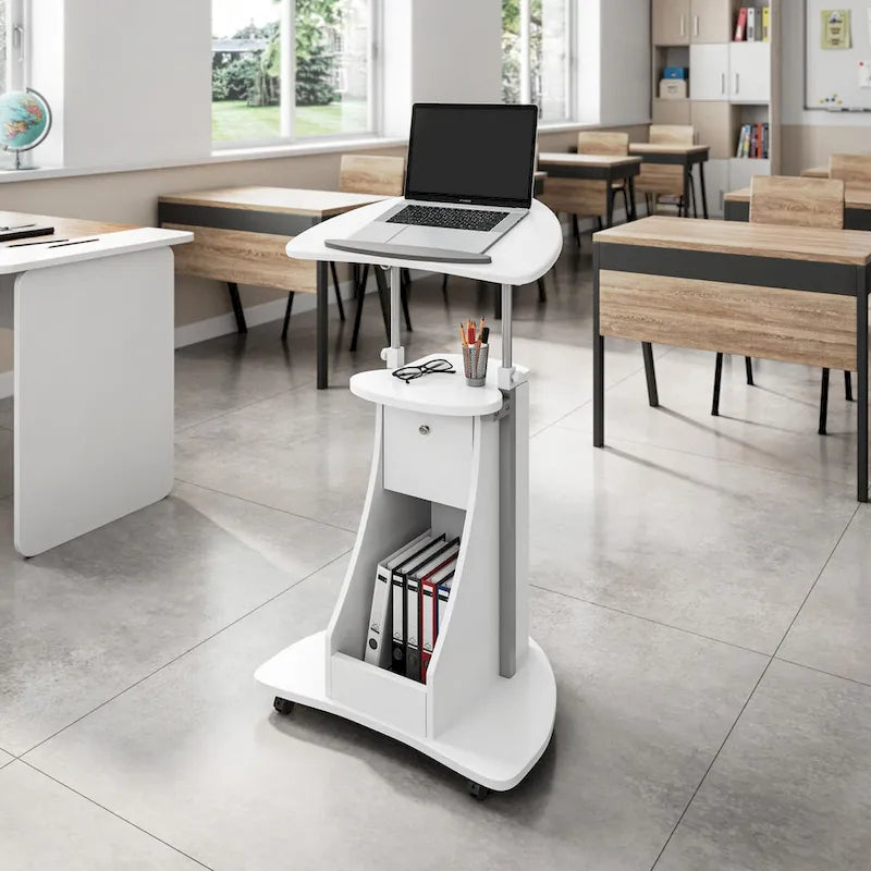 Carrello porta PC portatile a rotelle regolabile in altezza con scomparto, 1 persona
