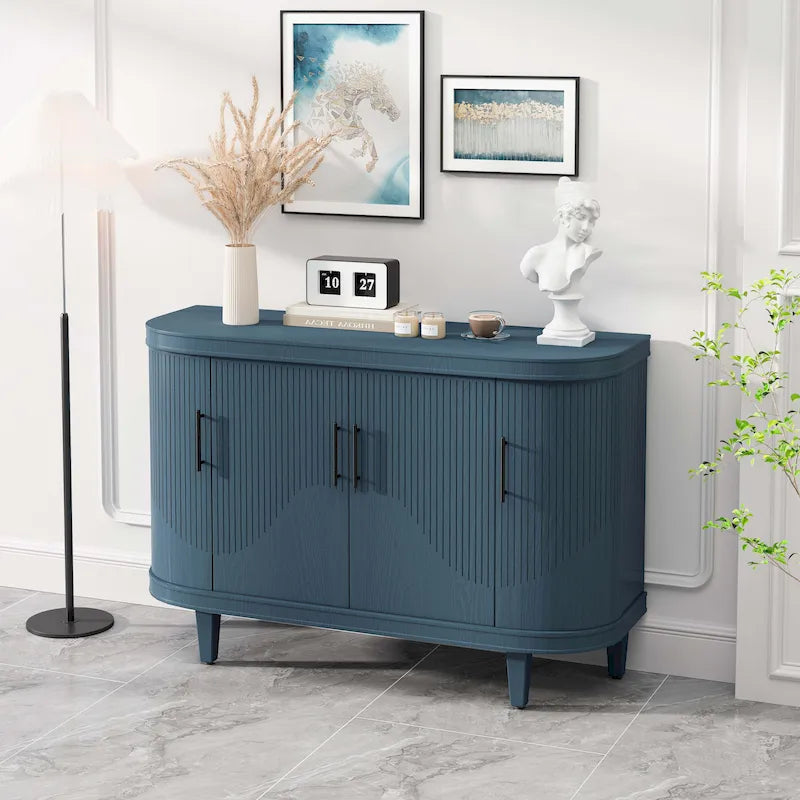 Armadietto Contenitore Champagne / Blu con Ripiani Regolabili, 2 Ante