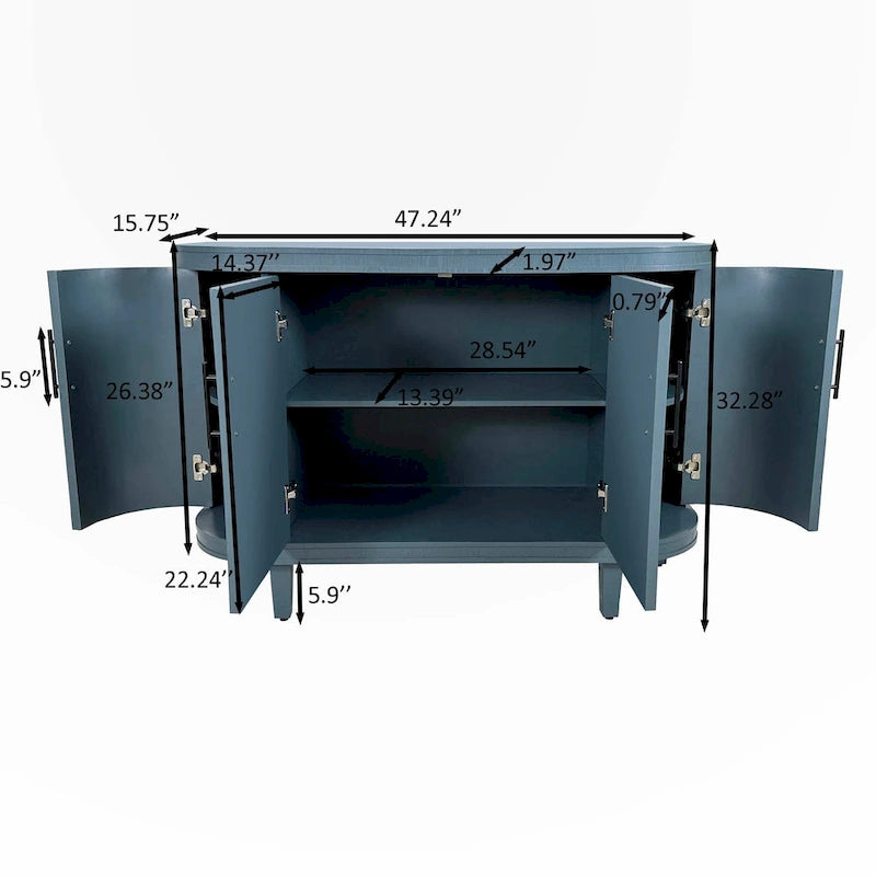 Armadietto Contenitore Champagne / Blu con Ripiani Regolabili, 2 Ante