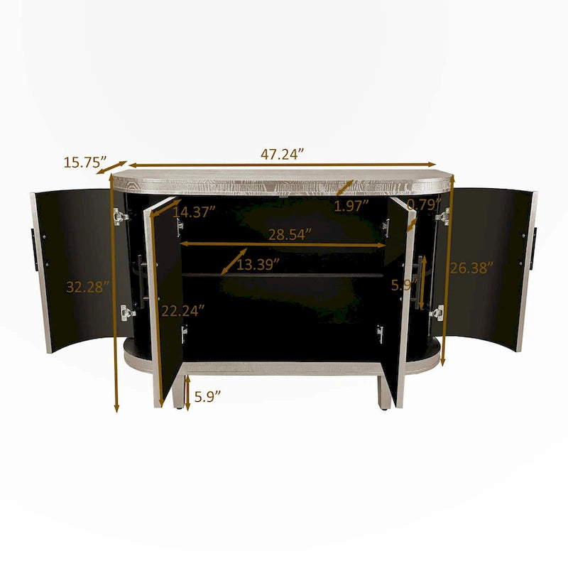 Armadietto Contenitore Champagne / Blu con Ripiani Regolabili, 2 Ante