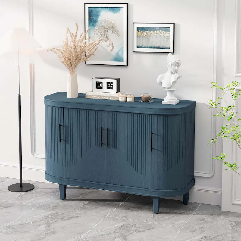 Armadietto Contenitore Champagne / Blu con Ripiani Regolabili, 2 Ante