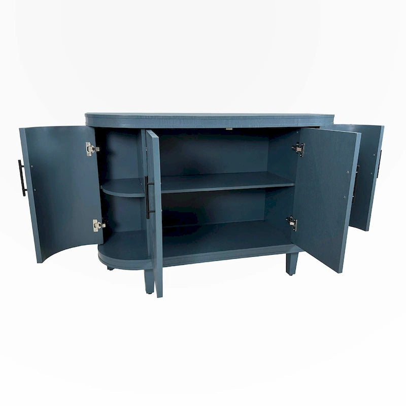 Armadietto Contenitore Champagne / Blu con Ripiani Regolabili, 2 Ante