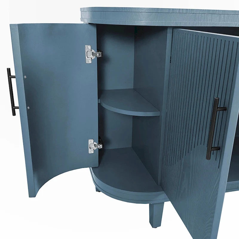 Armadietto Contenitore Champagne / Blu con Ripiani Regolabili, 2 Ante
