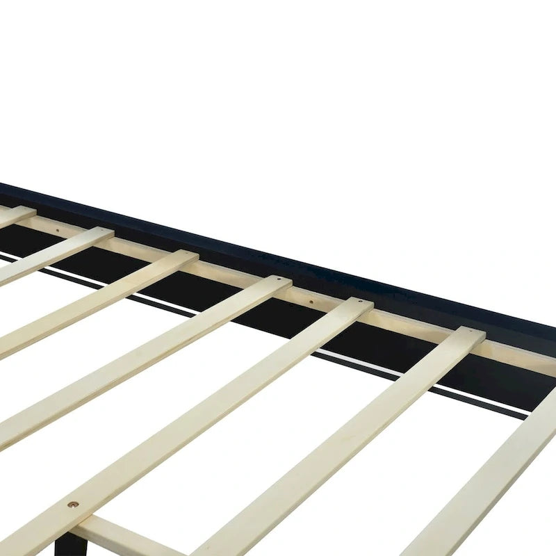 Letto imbottito con piattaforma, testiera capitonné, Queen, Beige / Nero / Grigio